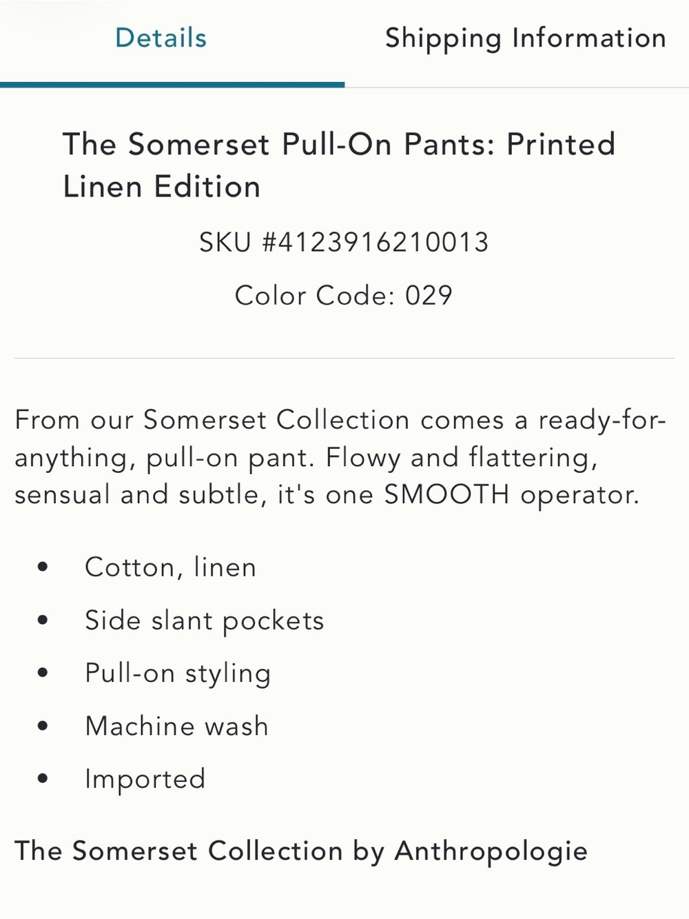 Anthropologie The Somerset Pull On Pant -
Linen - Tiger 🐯 print - Picture 5 of 6